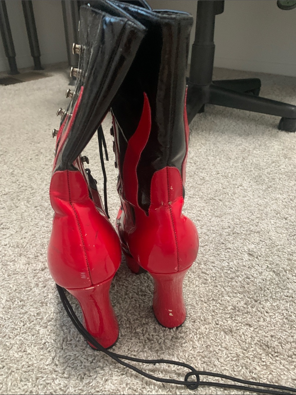 Teaser Black and Red Flames Platform Lace-Up Boots - Picture 7 of 10